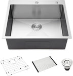 25-Inch Drop-In Kitchen Sink, SINKVINE 25" x 22" Stainless Steel Indoor and by SINKVINE