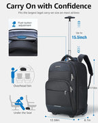 Rolling Backpack, 30L Travel Laptop Backpack - Image 3