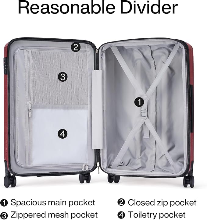 Hanke Expandable Hardshell Luggage Sets 3 piece Carry On Luggage - Image 7