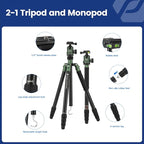 Fotopro 68" Camera Tripod for DSLR, Heavy Duty Compact Travel Tripod - Image 4