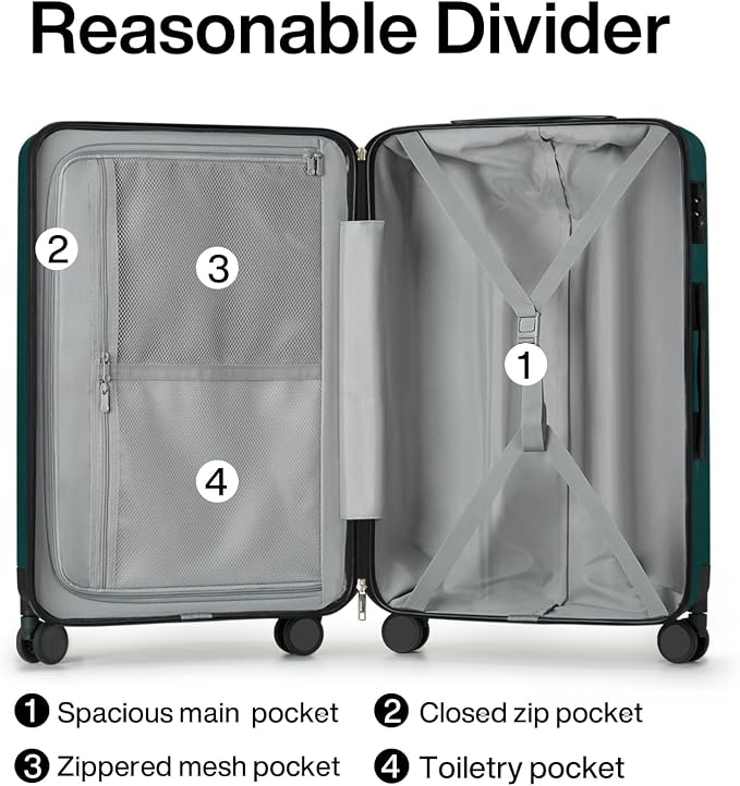 Hanke 20 Inch Carry On Luggage 22x14x9 Airline Approved Lightweight PC Hard - Image 5