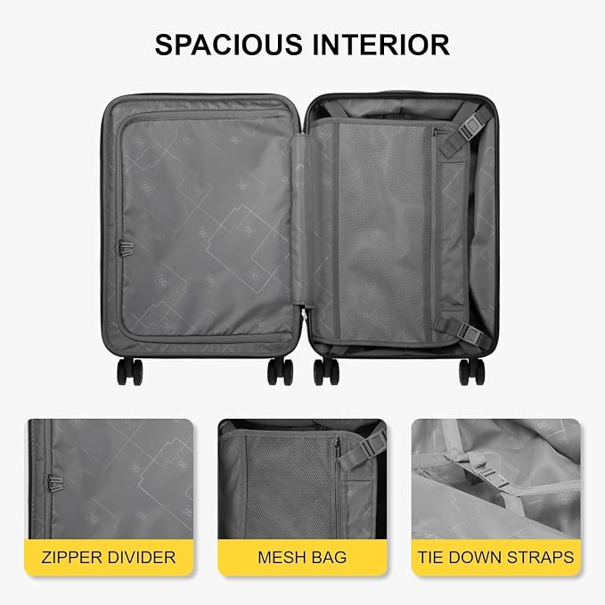 LEVEL8 Grace Carry On Luggage Airline Approved, 20 Inch Expandable Hardside - Image 6
