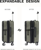 20 inch Carry On Luggage Expandable Top Opening/Clamshell Opening, TSA Approved - Image 3