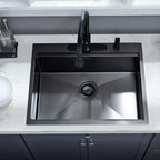 25 Kitchen Sink Drop-In Workstation, 25 x 22 Inch Gunmetal Black Stainless - Image 2