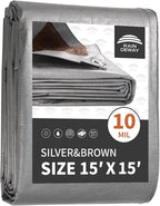 RAINDEWAY Tarps Heavy Duty Waterproof 15x15 Feet, 10Mil Multipurpose Poly Tarp by RAINDEWAY