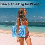 LEDAOU Large Beach Tote Bag Women Waterproof Sandproof Zipper Beach Tote Bag - Image 4