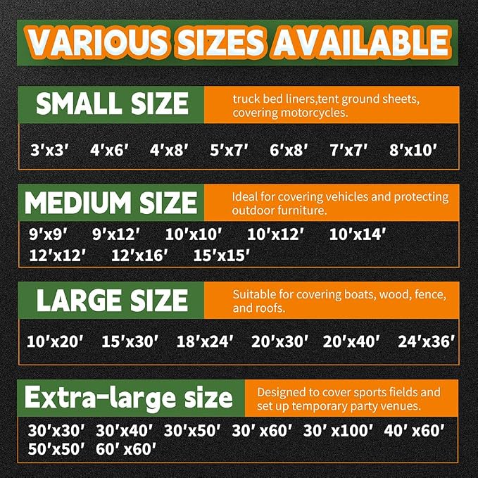 RAINDEWAY Tarps Heavy Duty Waterproof 15x15 Feet, 10Mil Multipurpose Poly Tarp - Image 9