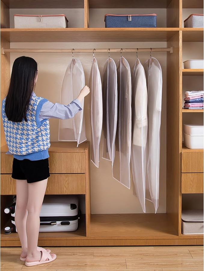 Garment Bags for Hanging Clothes Suit Bags for Closet Storage, Plastic - Image 4