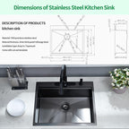 25 Kitchen Sink Drop-In Workstation, 25 x 22 Inch Gunmetal Black Stainless - Image 8