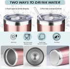 20oz Tumbler with Straw and Brush, Stainless Steel Vacuum Insulated tumbler - Image 3