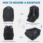 Rolling Backpack, 15.6 inch Laptop Backpack - Image 6