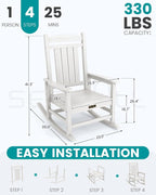 SERWALL Outdoor Rocking Chair, HDPE Patio Rocking Chair All-Weather Porch Rocker - Image 3