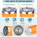 20oz Tumbler with Straw and Brush, Stainless Steel Vacuum Insulated tumbler - Image 3