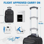 Rolling Backpack, 15.6 inch Laptop Backpack - Image 2