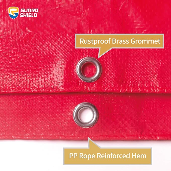 GUARD SHIELD Red Tarp 10x20 Feet Tarps High Visibility Outdoor Poly Cover - Image 3