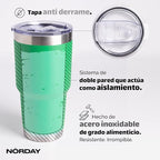 NORDAY | Tumbler with Lid - 30oz - Green Insulated Tumbler - Stainless Steel - Image 4