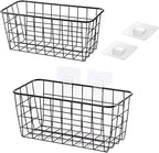 2 Set Hanging Wall Basket Organizer Over the Cabinet Door Wire Baskets by LeleCAT