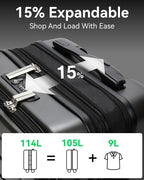 LUGGEX 28 Inch Luggage with Spinner Wheels, Expandable PC Hard Shell Checked - Image 3