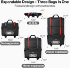 mixi Travel Bag with Wheels Expandable Foldable Luggage Bag Collapsible Rolling - Image 2