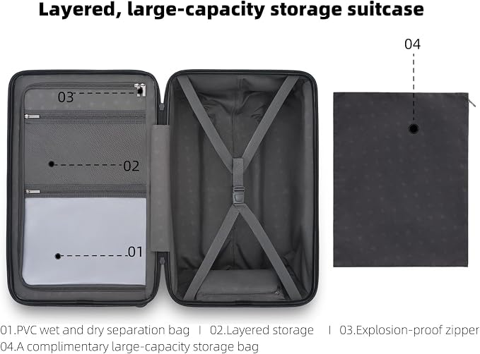 Trunk Luggage 26 Inch, Medium Checked Luggage - Image 6