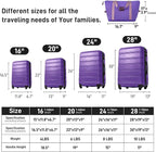 Merax Luggage sets of 13 Piece 16 20 20 28 IN Carry on Luggage Hard Case Purple - Image 6