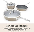 Calphalon® Premier Ceramic Nonstick 5-Piece Cookware Set, Mushroom Grey - Image 7