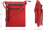 DELUXITY | Red Crossbody Bag | Women's Fashion Multi-Pocket Double Zipper Purse - Image 8