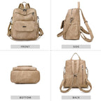 PU Leather Backpack Purse for Women Fashion Multipurpose Design Handbag Ladies - Image 3