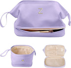 Birthday Gifts for Girls, Initial Large Makeup Bags, Personalized Double Layer by Vogewood