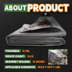 RAINDEWAY Tarps Heavy Duty Waterproof 15x15 Feet, 10Mil Multipurpose Poly Tarp - Image 6