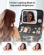 Relavel Makeup Train Case With LED Mirror, Professional Travel Cosmetic Bag - Image 2
