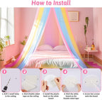 Mosquito Net for Bed, Large White Bed Canopy for Girls, Hanging Bed Net - Image 5