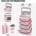 Veken 10 Set Packing Cubes for Travel Essential, Suitcase Organizer Bags in 4 - Image 5