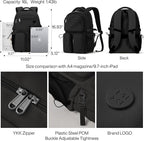 mixi Travel Laptop Backpack, Lightweight Durable School Bookbag Men Woman 15.6" - Image 3
