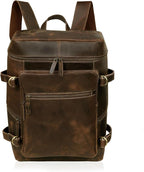 HLC Leather Brown Backpack For Men 17 Inch Genuine Laptop Backpack For Women - Image 9