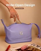 Personalized Makeup Bag with Handle, Initial Double Layer Cosmetic Bag with - Image 4