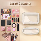 Travel Clear Makeup Bag with Makeup Brush Bag, Leather Makeup Case Toiletry Bag - Image 3