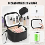 Relavel Mini Makeup Bag with Led Mirror, Small Cosmetic Bag with 3 Light Modes - Image 3