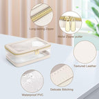 Travel Clear Makeup Bag with Makeup Brush Bag, Leather Makeup Case Toiletry Bag - Image 4