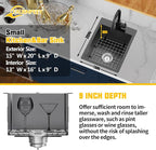Small Black Kitchen Sink, 15x20 Inch Stainless Steel Drop In Toprmount - Image 3