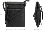 DELUXITY Crossbody Purse Bag Shoulder Bag Multi Pocket Zipper Purse | Black - Image 8