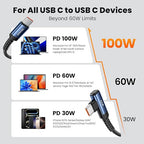 USB C Cable 6.6ft 100W Right Angle Fast Charging Cord, Nylon Braided USB 2.0 - Image 7