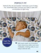 TotAha Space Crib Fitted Sheet, Super Stretchy Jersey Star Crib Sheets - Image 3