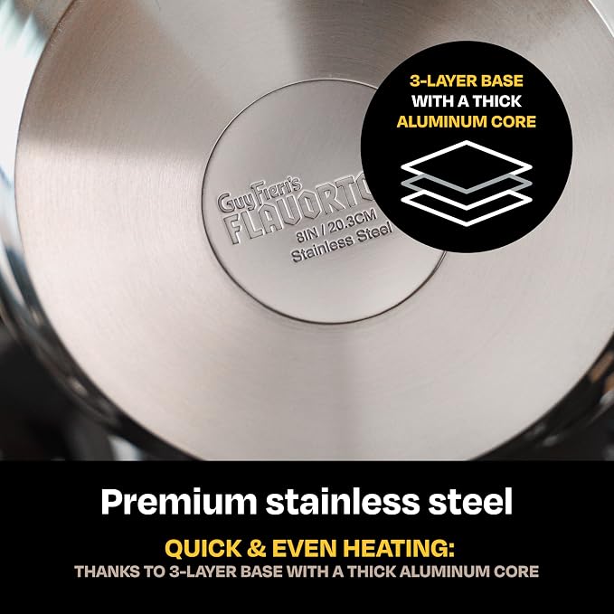 Guy Fieri's Flavortown 8" Stainless Steel Fry Pan - Image 4