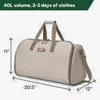 Halfday Convertible 2-in-1 Garment Duffel Weekender Bag 40L | Wrinkle-Free - Image 6