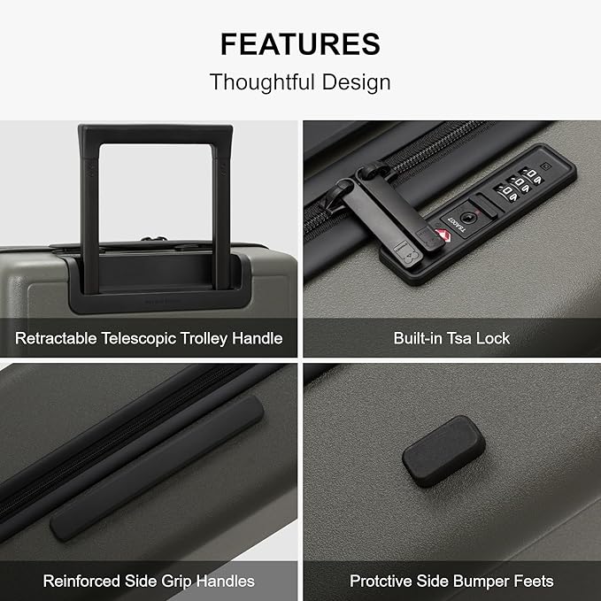 LEVEL8 Elegance Checked Luggage, 24 Inch Hardside Suitcase, Lightweight Matte - Image 5