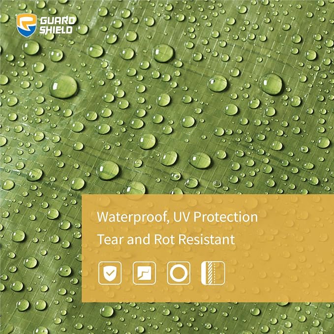 GUARD SHIELD Tarp Green 9x12 Feet Multi Purpose Waterproof Poly Tarp Cover 5mil - Image 3