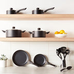 Amazon Basics Non Stick Kitchen Cookware 15-Piece Set, Non-Induction, Includes - Image 3