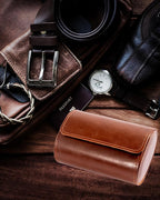 MR.OKAY 2 Watch Travel Case-Classic Leather Watch Case - Image 6