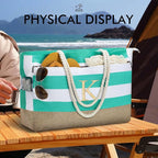 YOOLIFE Large Initial Beach Bag Waterproof Tote Zipper Bag Personalized Gifts - Image 7